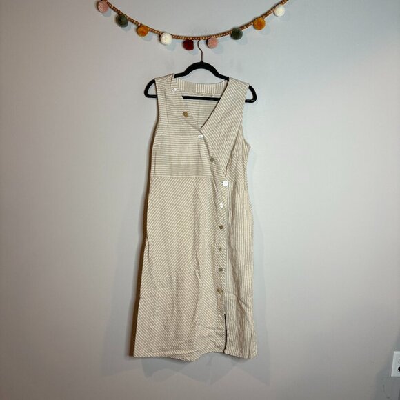 Soft Surroundings Chasia Hemp & Cotton Striped Midi Dress - Picture 2 of 6